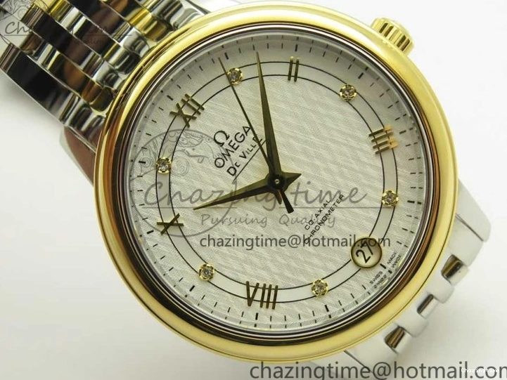 0523 Attractive De Ville Prestige Ladies 32.7mm SS MKF 1:1 Best Edition White Dial Roman Markers on SS YG Bracelet MIYOTA 7965